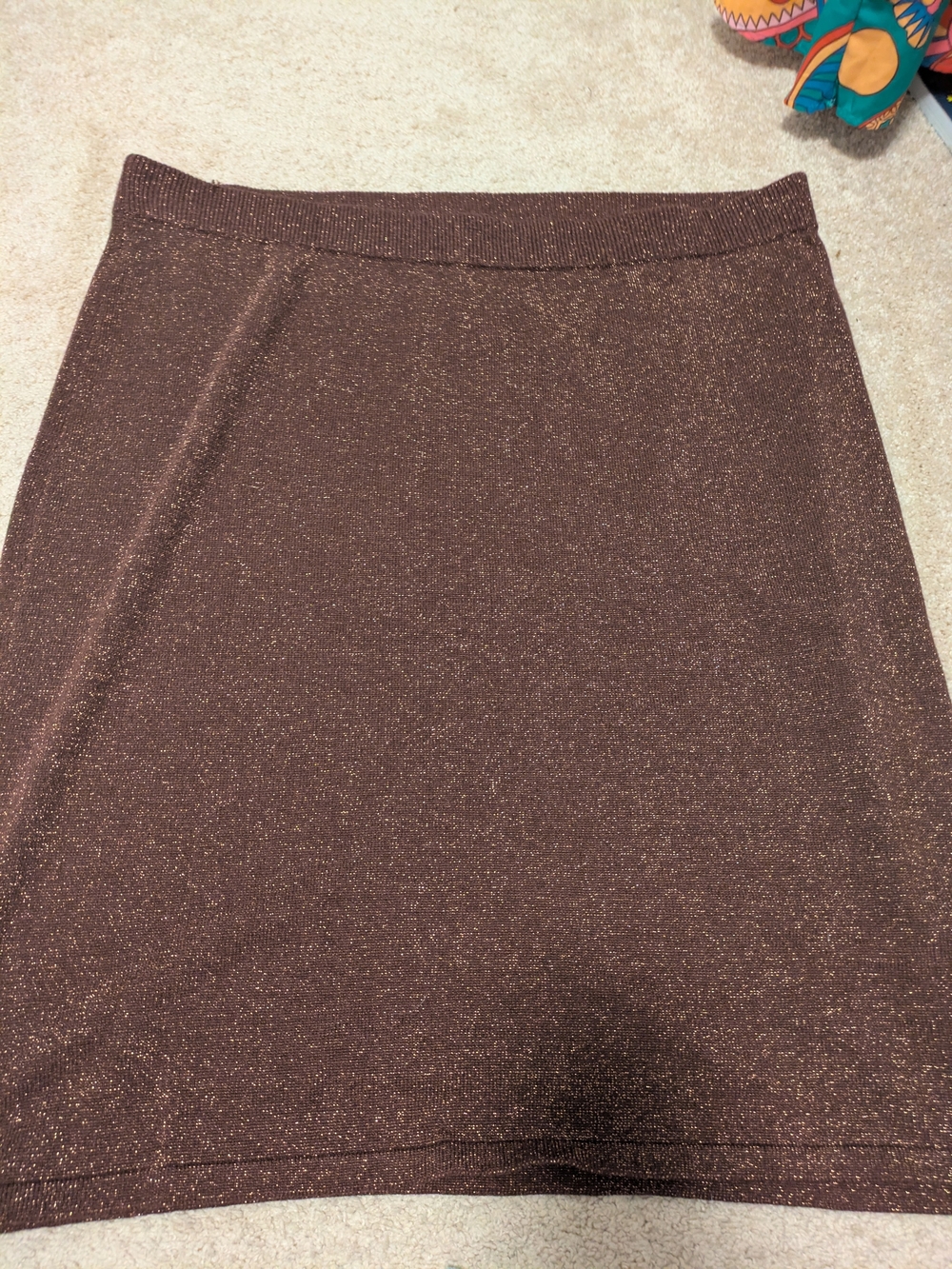 Midnight Velvet Brown Metallic Pencil Skirt Size 3X Shimmer Glitter Midi Knit